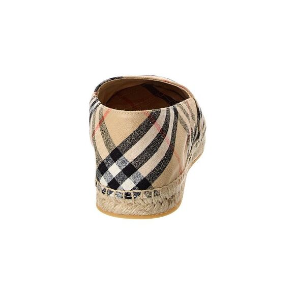 Burberry Mews Check Linen Espadrille, Brown - Picture 3 of 5